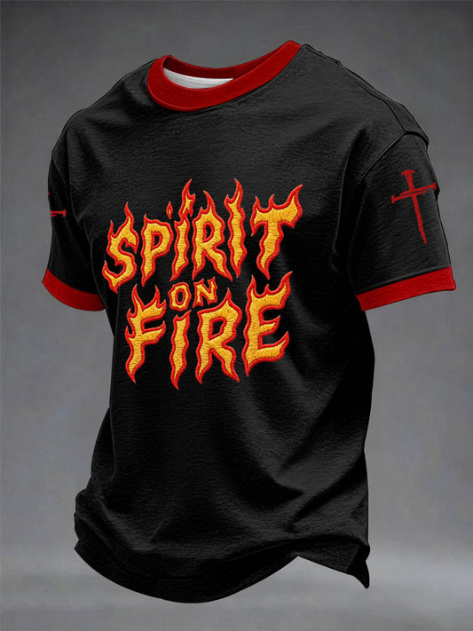 Mens "spirit on fire" print casual tshirts
