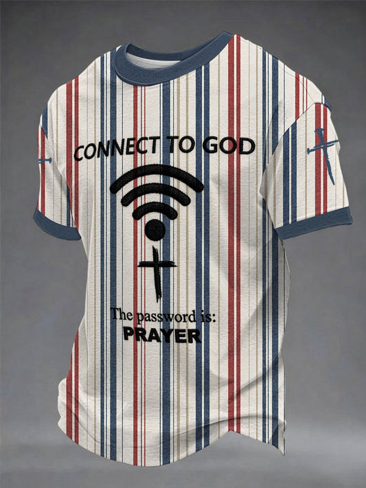 Mens "připojit se k bohu heslo je modlitba" print casual tshirt