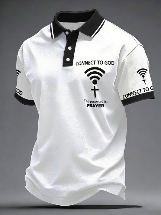 Mens "připojit se k bohu heslo je modlitba" print casual tshirt