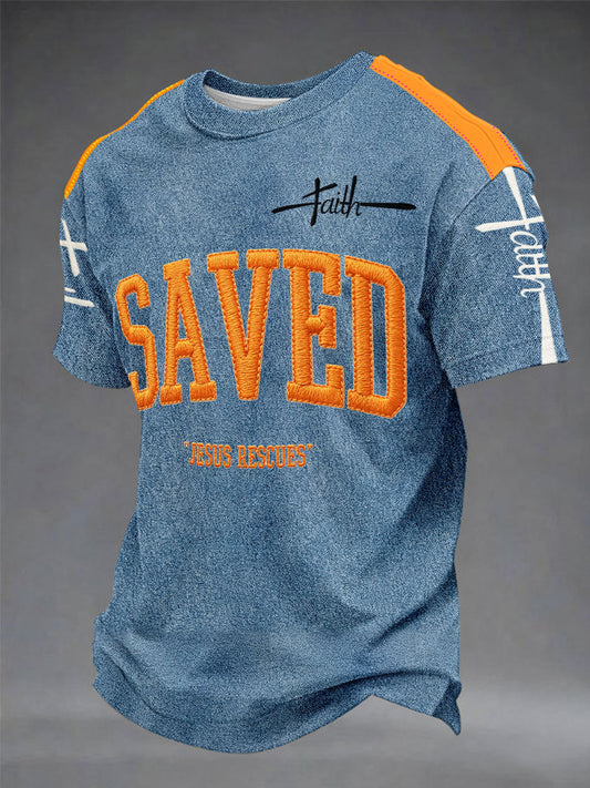 Vintage "saved" christian mens/unisex casual tshirt