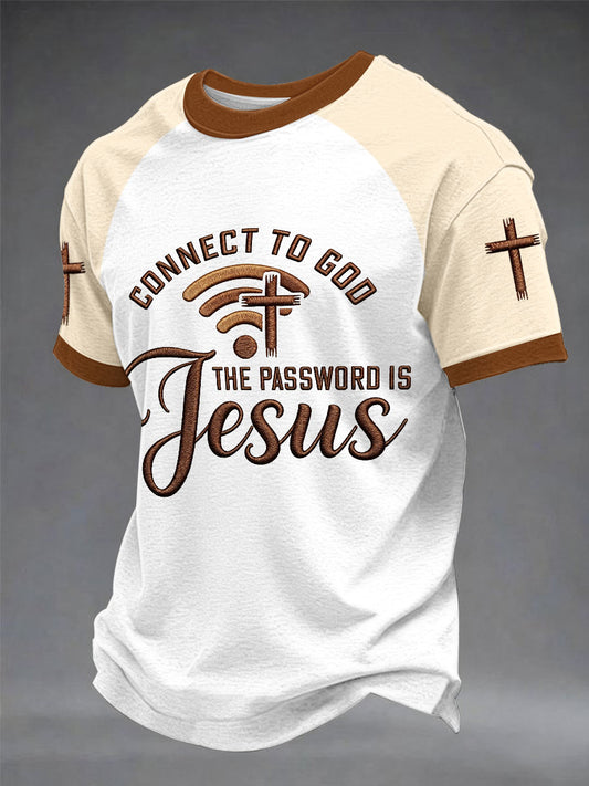 Mens "připojit se k bohu heslo je ježíš" print casual tshirt