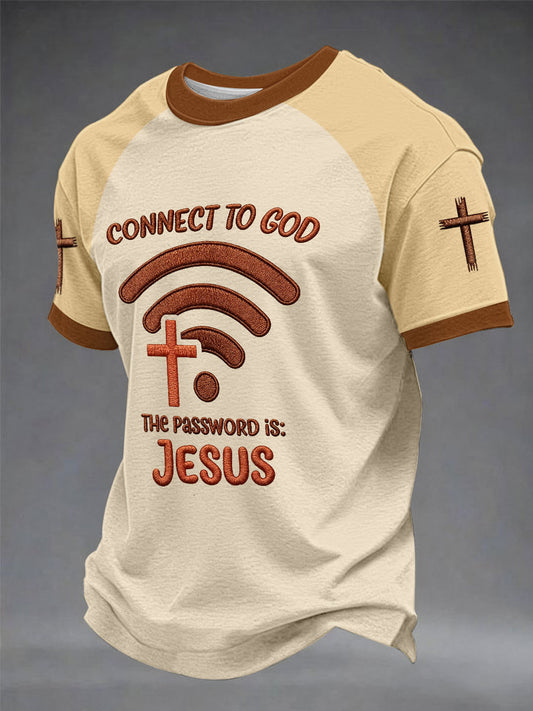 Mens "připojit se k bohu heslo je ježíš" print casual tshirt