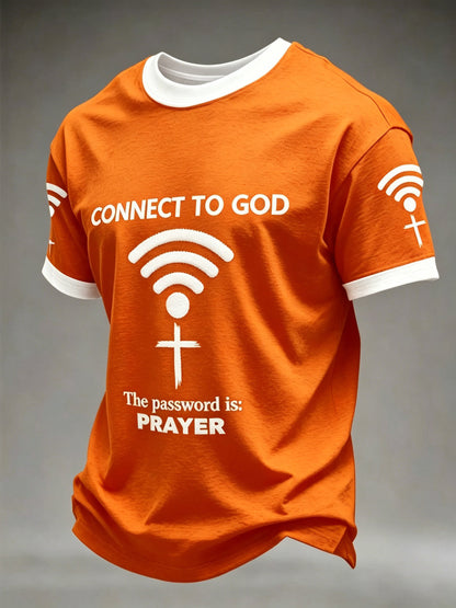 Mens "připojit se k bohu heslo je modlitba" print casual tshirt