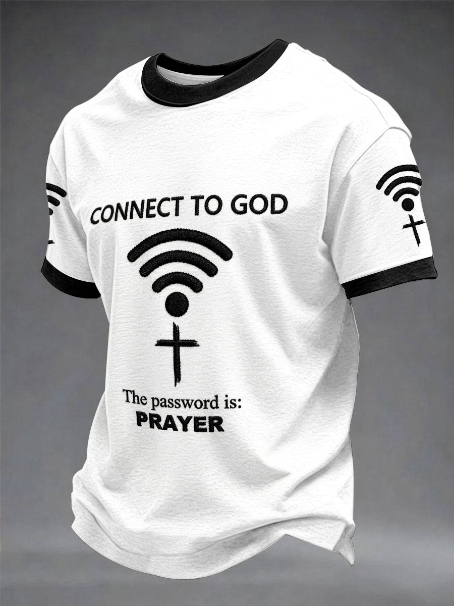 Mens "připojit se k bohu heslo je modlitba" print casual tshirt