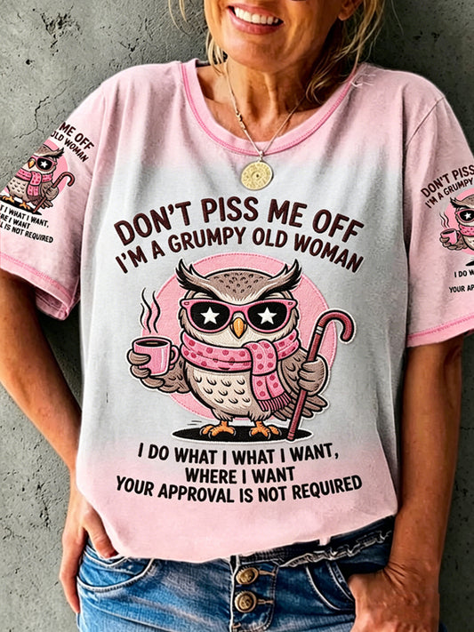 Ženské nechcou pryč staré peopel tištěné vintage módy volné krátké rukávy tshirt