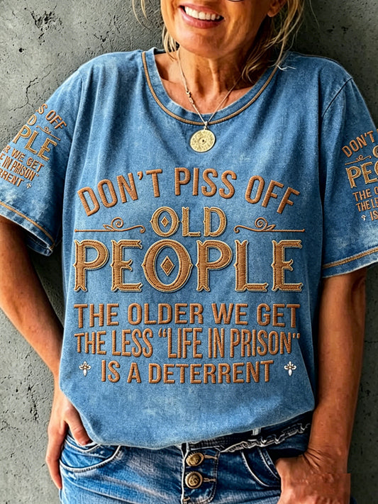 Ženské nechcou pryč staré peopel tištěné vintage módy volné krátké rukávy tshirt