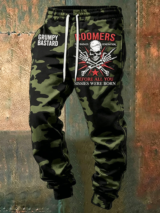 Men grumy man printed drawstring sweatpants