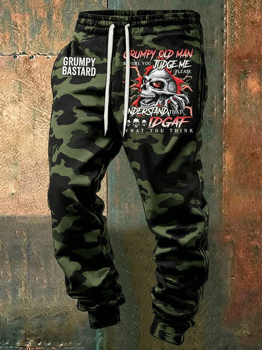 Men grumy man printed drawstring sweatpants