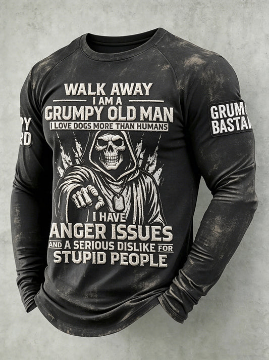 Men grumy man printed raglan sleeve tshirt