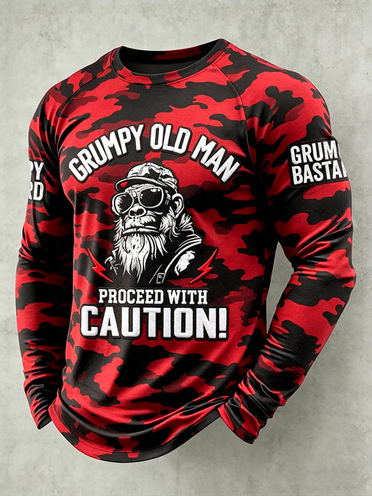 Men grumy man printed raglan sleeve tshirt