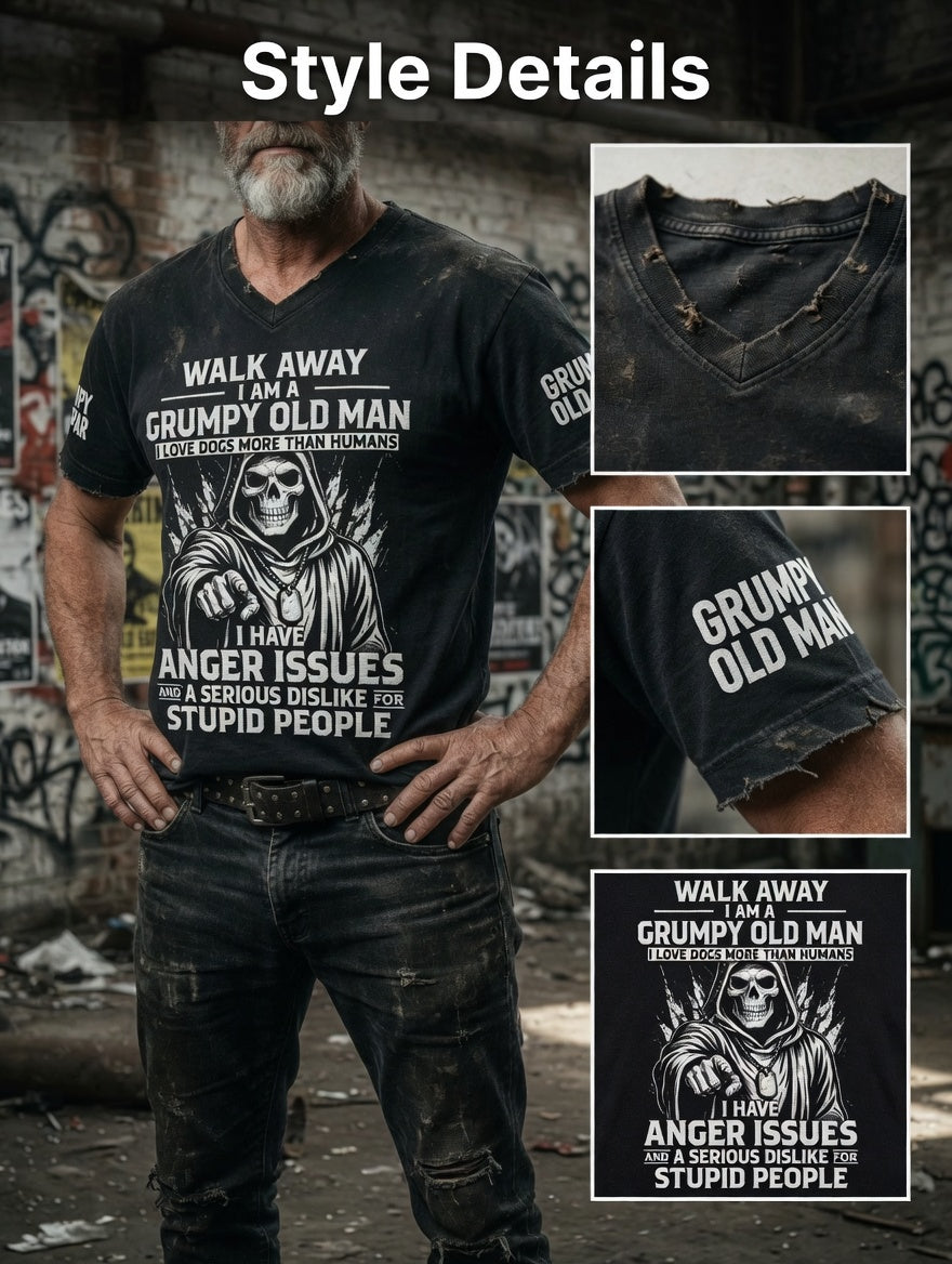 Pánské drsný muž tištěné vintage módy volné krátké rukávy tshirt