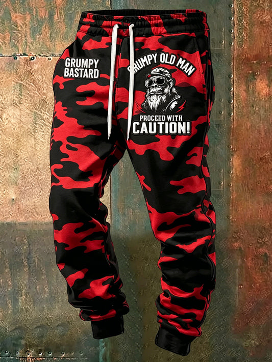 Men grumy man printed drawstring sweatpants