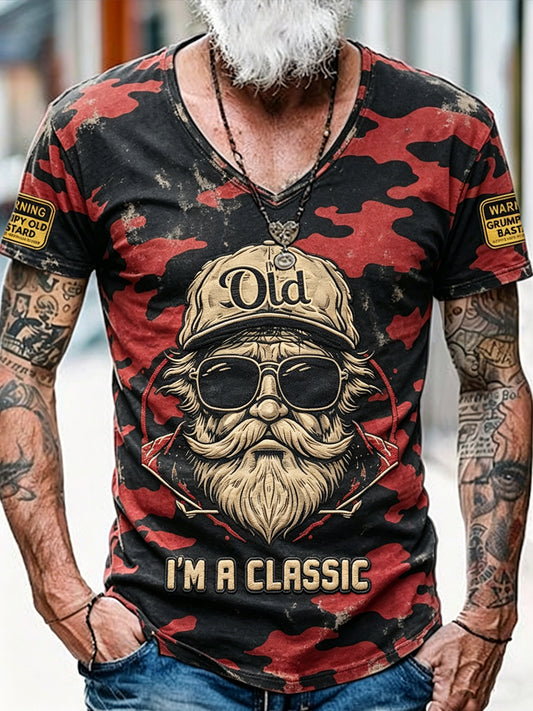 Men old fuckers club printed vintage fashion loose short sleeve tshirt