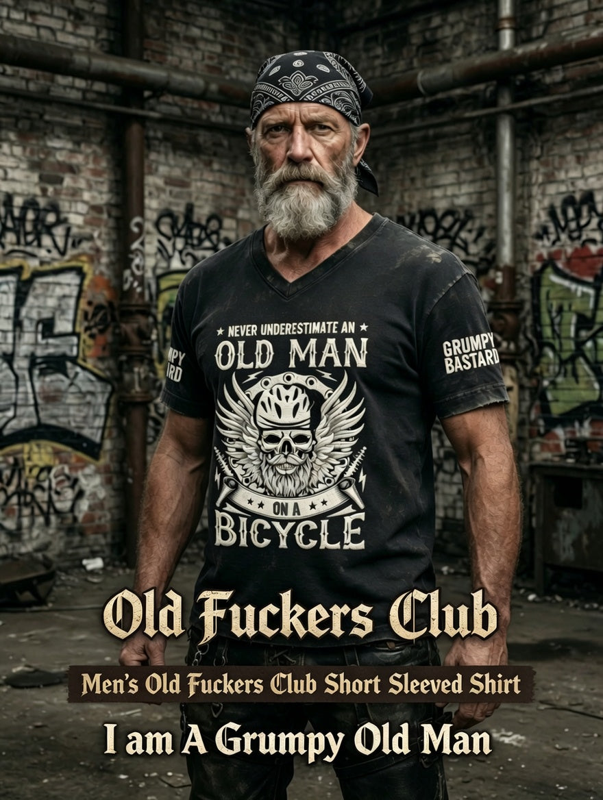 Men old fuckers club printed vintage fashion loose short sleeve tshirt