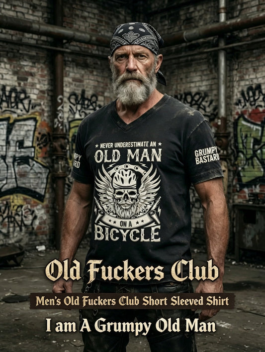 Men old fuckers club printed vintage fashion loose short sleeve tshirt