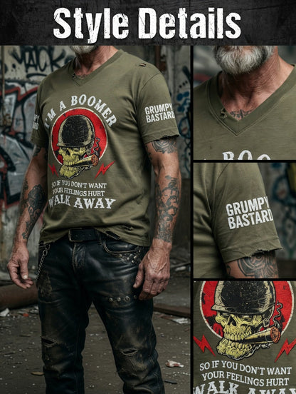 Men old fuckers club printed vintage fashion loose short sleeve tshirt