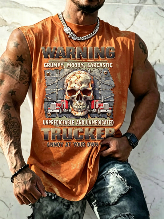 Men casual old fuckers club printed tank top