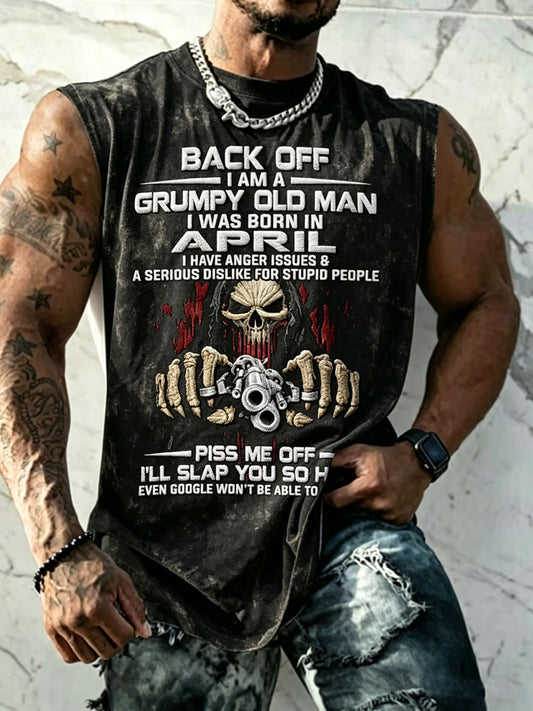 Men casual old fuckers club printed tank top