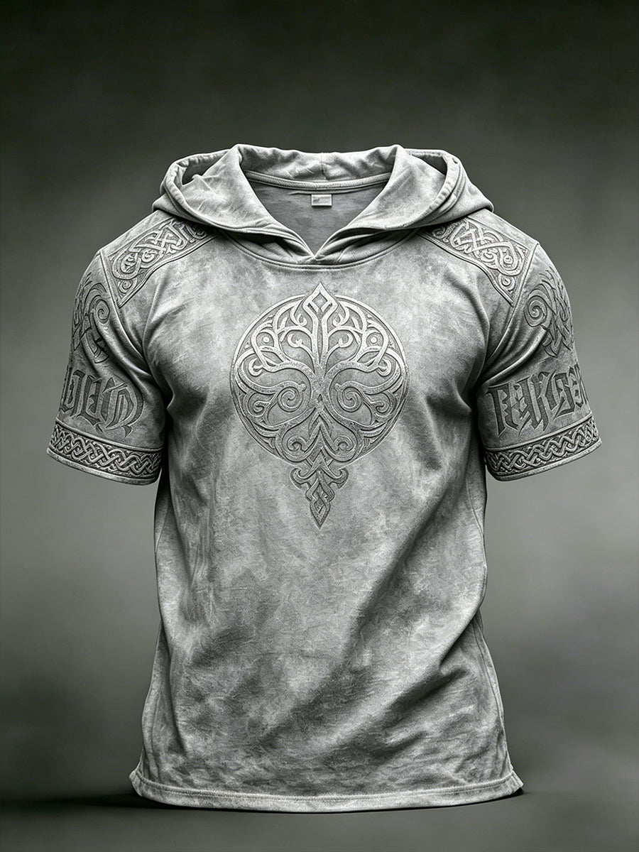 Pánské hoodie s krátkými rukávy s vikingskou tematikou
