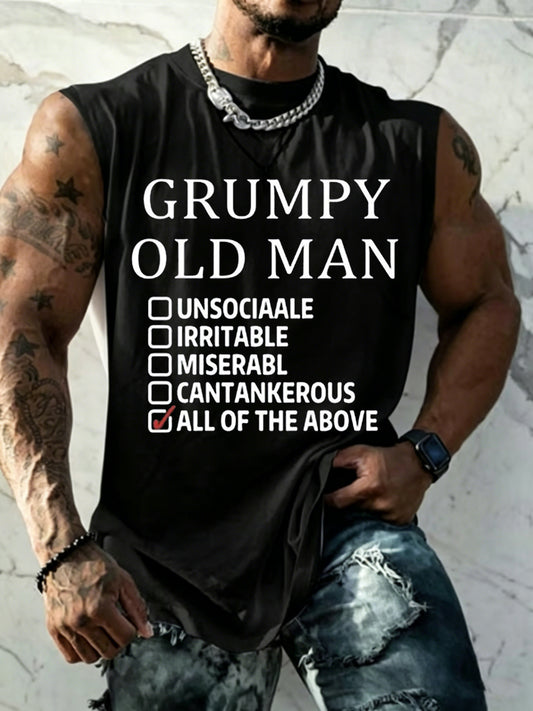 Men casual old fuckers club printed tank top