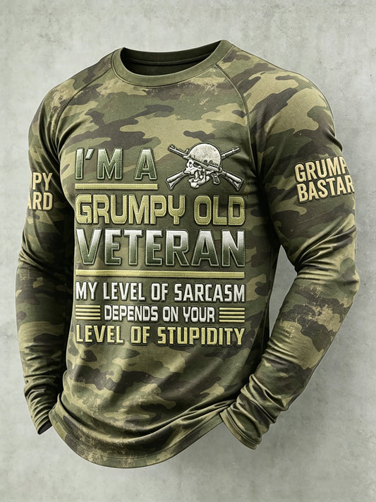 Pánské drsný starý muž tištěný raglan rukáv tshirt