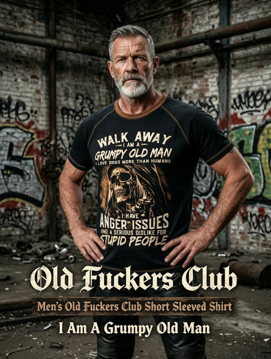 Men old fuckers club printed vintage fashion loose short sleeve tshirt