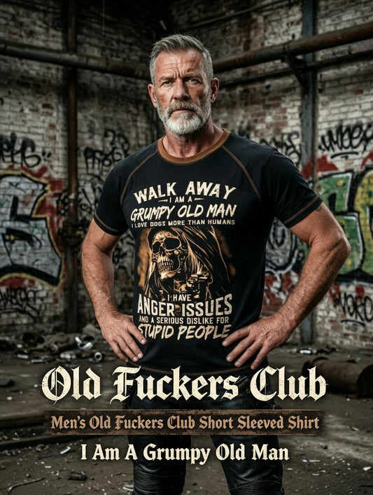 Men old fuckers club printed vintage fashion loose short sleeve tshirt