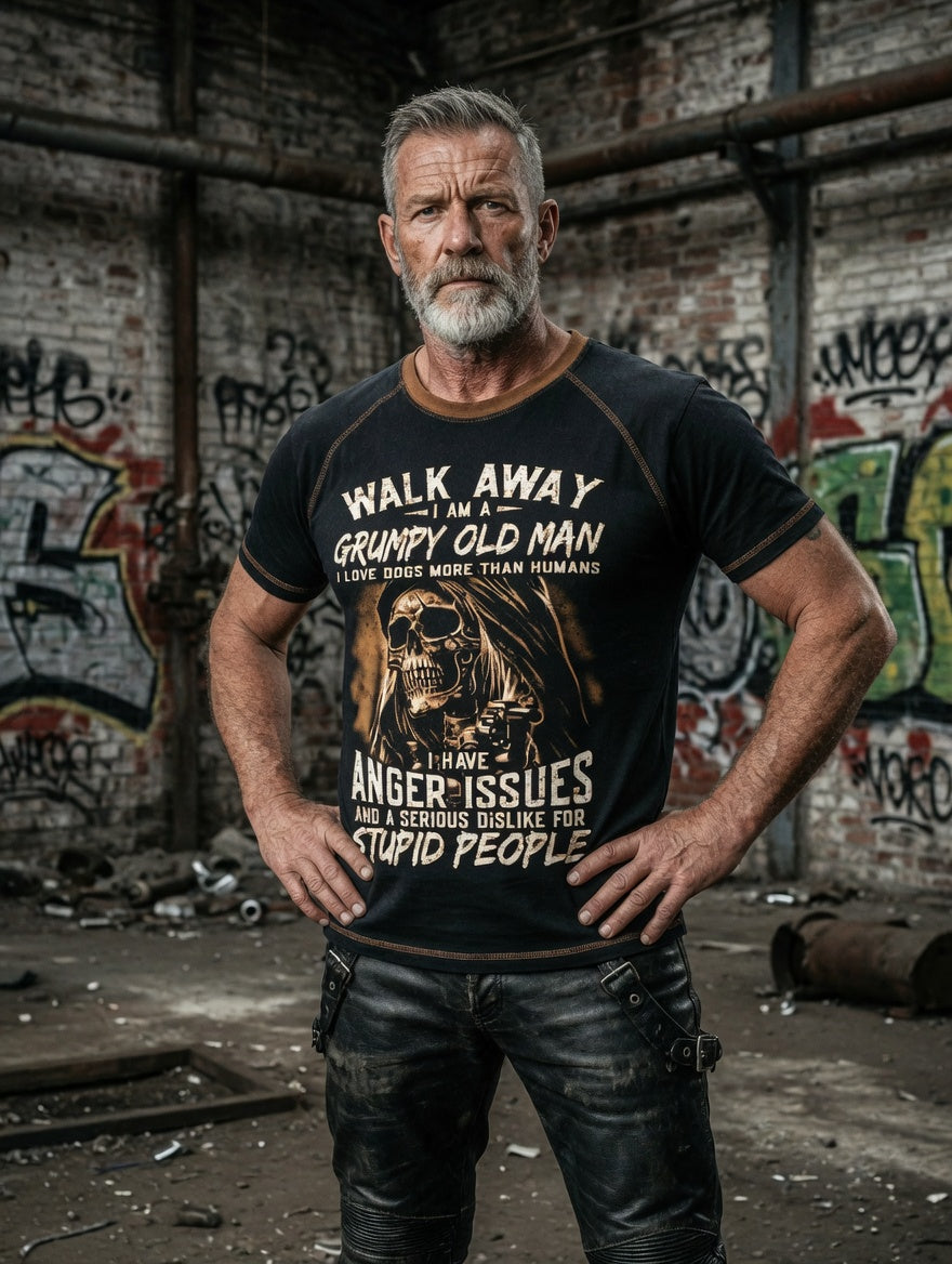 Men old fuckers club printed vintage fashion loose short sleeve tshirt