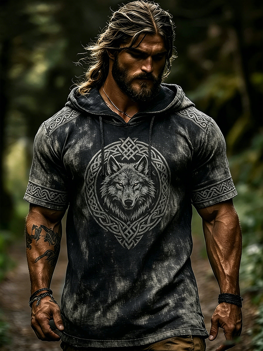 Pánské hoodie s krátkými rukávy s vikingskou tematikou