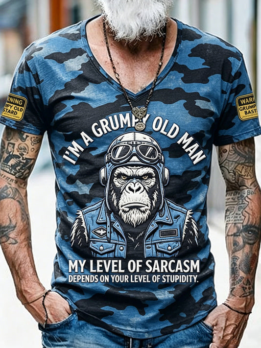 Men old fuckers club printed vintage fashion loose short sleeve tshirt