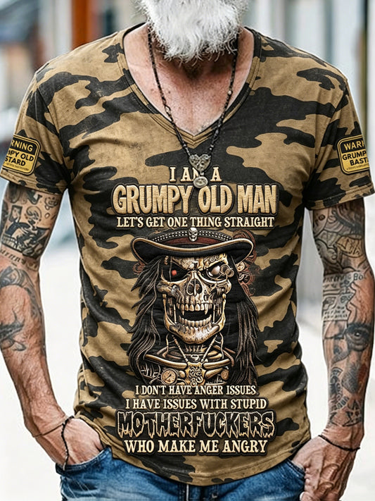 Men old fuckers club printed vintage fashion loose short sleeve tshirt
