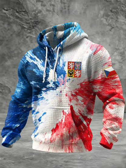 Retro barvavyblednout česká emblem hoodie