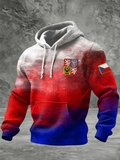 Retro abstract flag inkwashed casual wffle hoodie